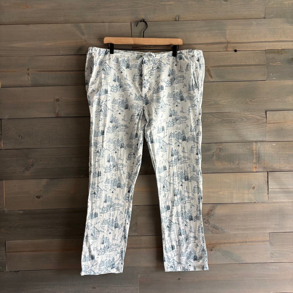 ROLLER RABBIT | Toile Christmas Ski Chalet Pajama Pants Large 100% Cotton